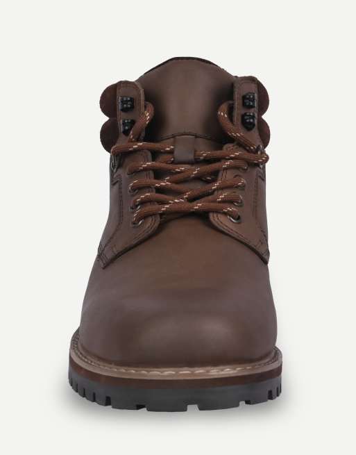 Off The Hook Hanks leather lace-up worker boots in brown, 4 of 7