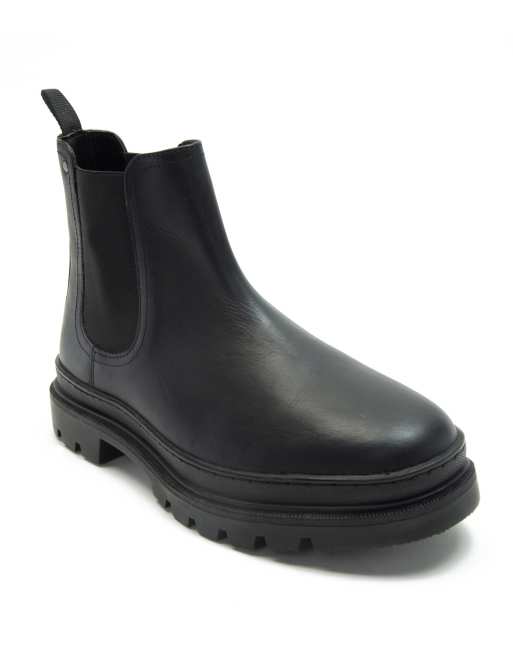 Off The Hook harrison slip on chelsea leather boots in black ASOS