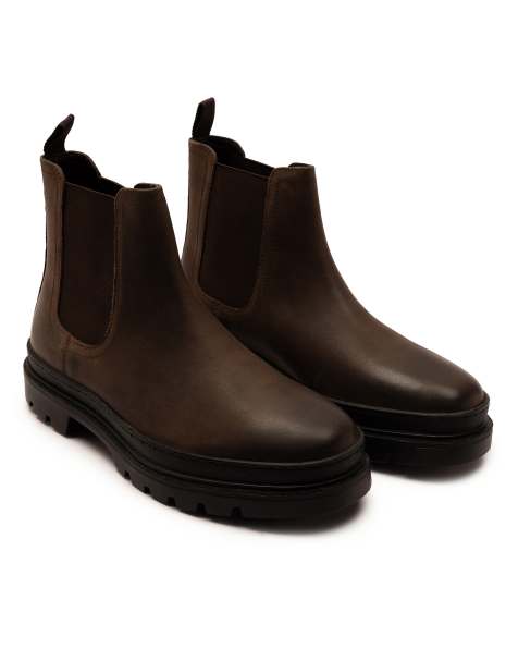 Off The Hook Harrison slip on chelsea leather boots in brown - view 1