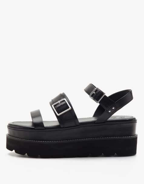 Off The Hook - Hatton - Sandali western in pelle neri con fascetta doppia - view 1