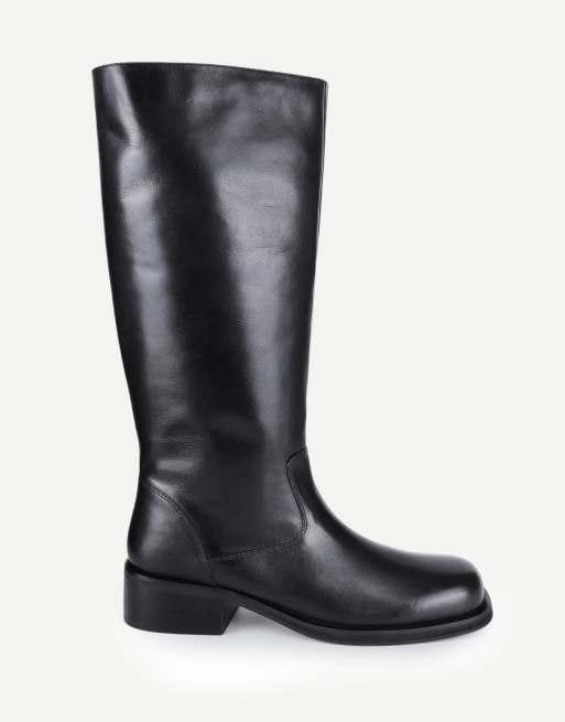 Off The Hook Helia leather block heel knee high boots in black, 2 of 6