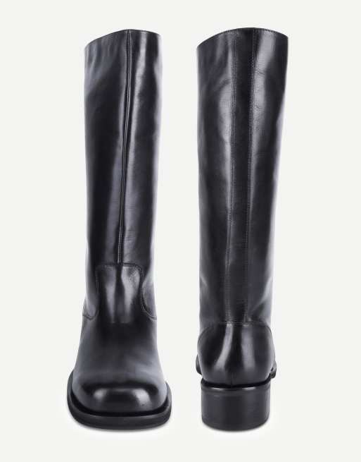 Off The Hook Helia leather block heel knee high boots in black, 4 of 6