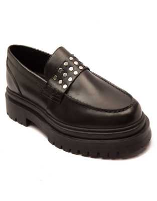 Off The Hook - Hendrix - Mocassins en cuir avec semelle plateforme - Noir