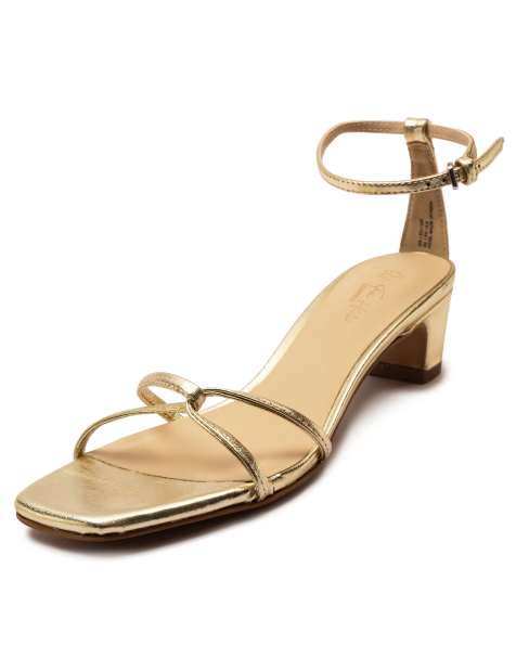 Off The Hook 'holborn' low block heel leather heeled sandals in gold - view 1