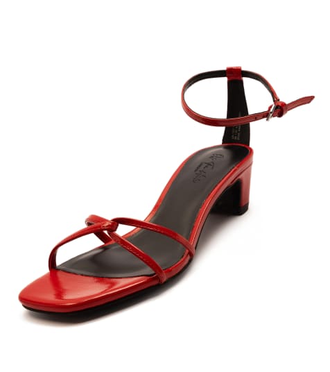 Off The Hook 'holborn' low block heel leather heeled sandalss in red - view 1