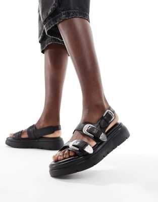 Off The Hook - Hyde - Western-Sandalen in Schwarz mit zwei Riemen