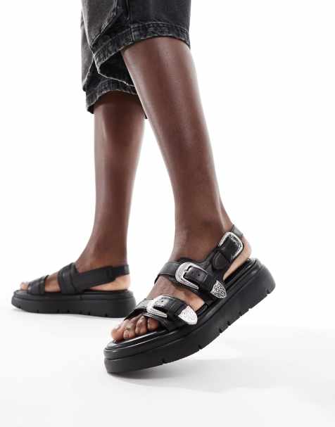 Off The Hook - Hyde - Western sandalen met dubbele bandjes in zwart - view 1