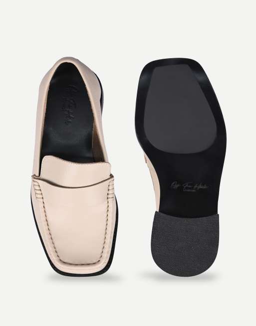 Off The Hook Jacks square toe penny loafers in cream, 6 of 7