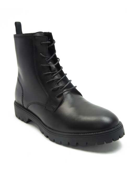OFF THE HOOK JAX lace up leather boots in black 