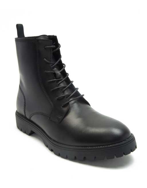  Off The Hook jax lace up leather boots in black