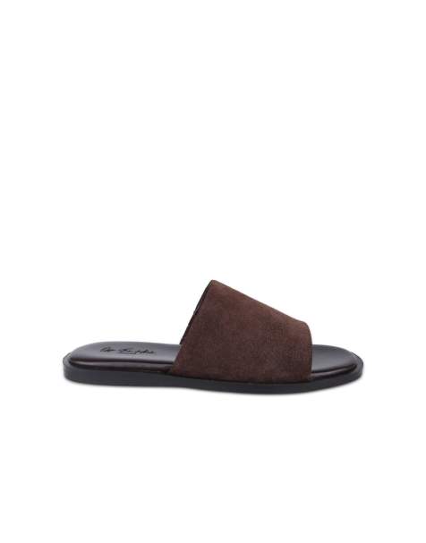 Off The Hook Jayne suede leather slider sandals in brown - view 1