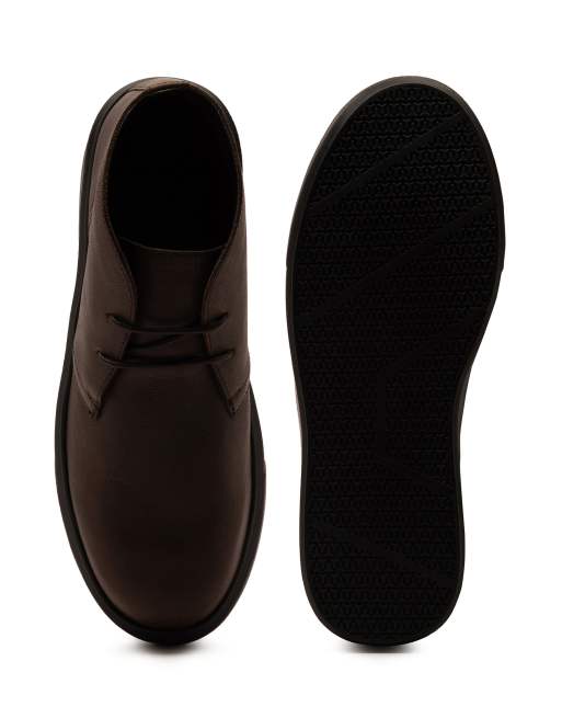 Off The Hook Jethro leather casual lace-up chukka boots in dark brown, 4 of 4
