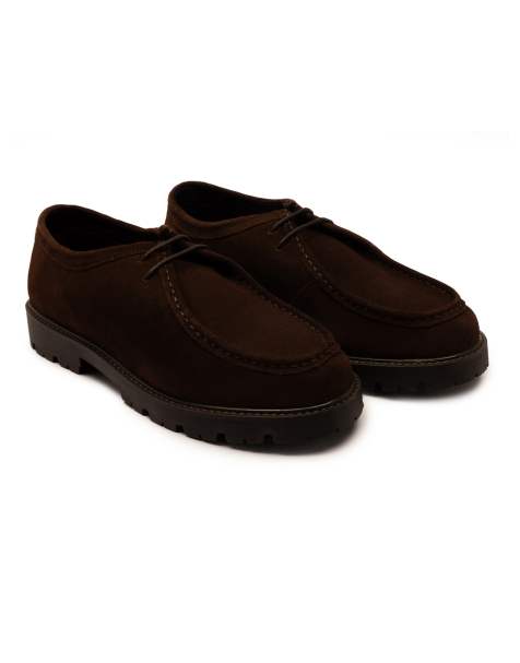 Off The Hook Jovi casual lace-up leather boat shoes in chocolate - view 1