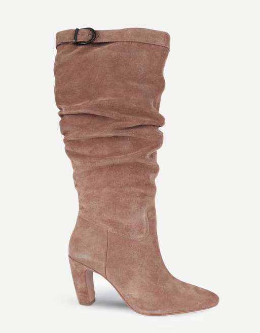 Off The Hook Juno suede slouchy knee-high boots with buckle detail in taupe suede, 2 of 7
