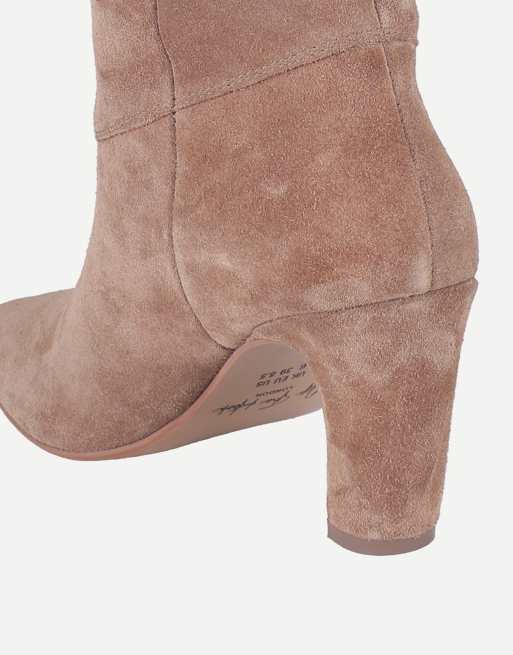 Off The Hook Juno suede slouchy knee-high boots with buckle detail in taupe suede, 5 of 7