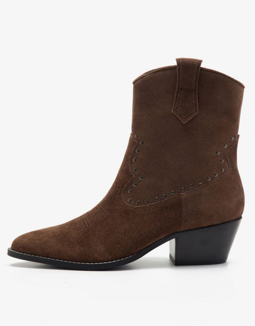 Off The Hook kensal leather ankle boots in chocolate