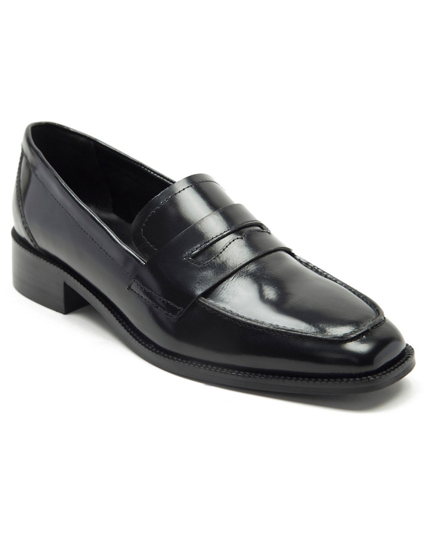 Off The Hook kew slip on loafer leather shoe in true black