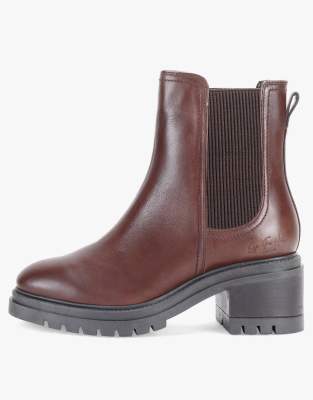 Off The Hook - Kington Becky - Hohe Chelsea-Ankle-Boots aus braunem Leder mit Blockabsatz