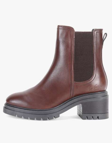 Off The Hook – Kington Becky – Hohe Chelsea-Ankle-Boots aus braunem Leder mit Blockabsatz - view 1