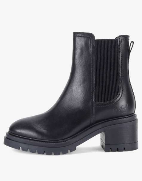 OFF THE HOOK 'KINGTON' Block Heel High Ankle Leather Chelsea Boots in Black - view 1