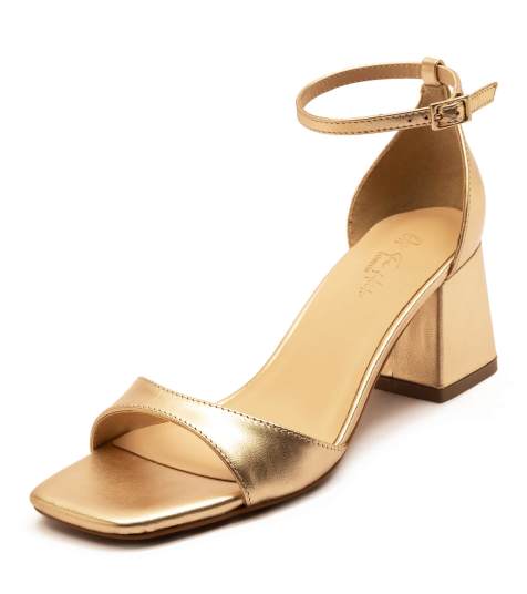 Off The Hook – Knightsbridge – Brautsandalen in Gold mit niedrigem Blockabsatz - view 1