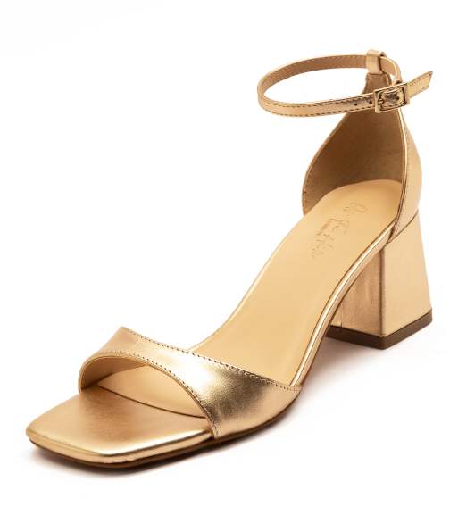 Off The Hook 'knightsbridge' low block bridal heeled sandals in gold