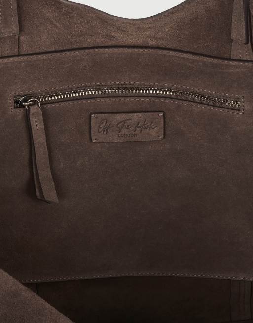 Off The Hook Lauryn shopper suede tote bag in brown, 3 of 7