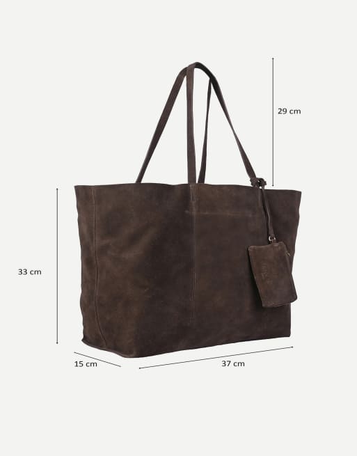 Off The Hook Lauryn shopper suede tote bag in brown, 7 of 7