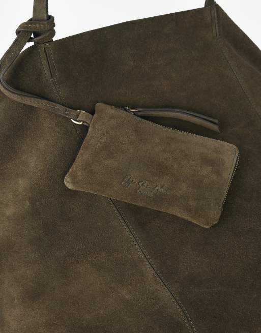 Off The Hook Lauryn shopper suede tote bag in olive, 4 of 7