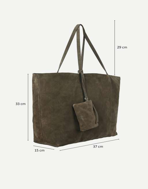 Off The Hook Lauryn shopper suede tote bag in olive, 7 of 7