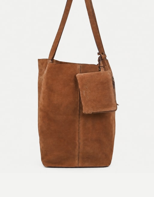 Off The Hook Lauryn shopper suede tote bag in tan, 6 of 7