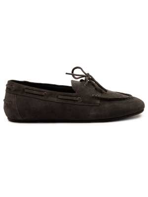  Lea suede leather round toe boat shoes 