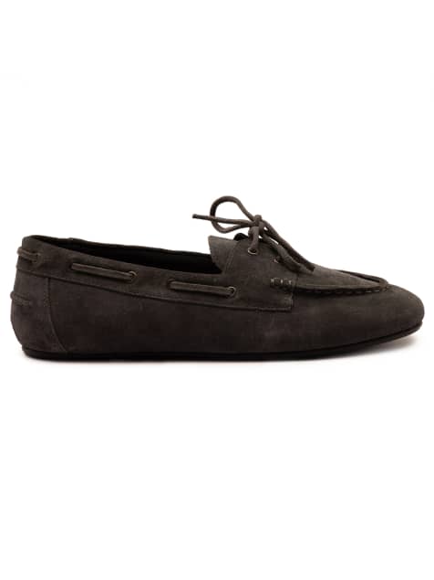 Off The Hook Lea suede leather round toe boat shoes in grey - view 1