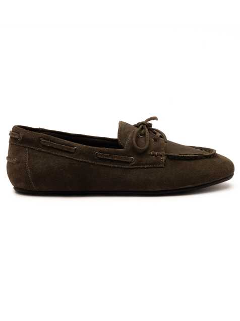 Off The Hook Lea suede leather round toe boat shoes in khaki - view 1