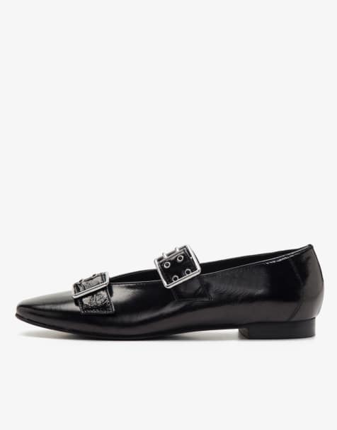 OFF THE HOOK leather canning BALLERINA flats in black - view 1