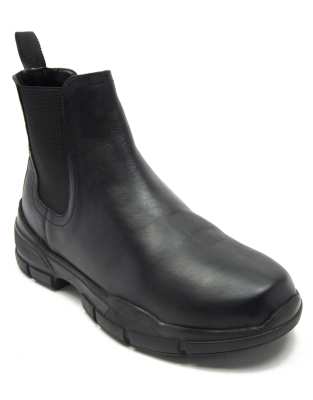  LEO slip on waxy chelsea leather boots  