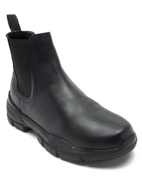 OFF THE HOOK LEO slip on waxy chelsea leather boots in black - view 1