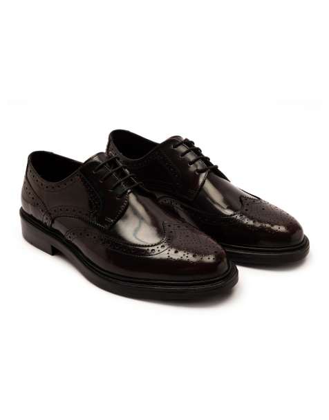 Off The Hook Leon leather derby brogue lace-up shoes in bordo - view 1