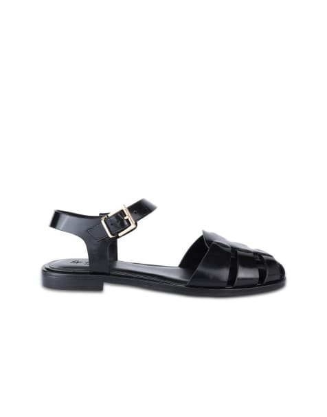 Off The Hook Lilly leather fisherman flat sandals in black - view 1