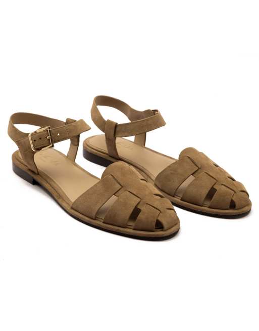 Off The Hook Lilly leather fisherman flat sandals in olive, 2 of 4
