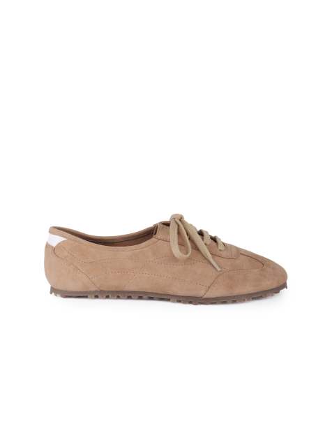 Off The Hook Luna suede casual lace-up trainers in beige - view 1