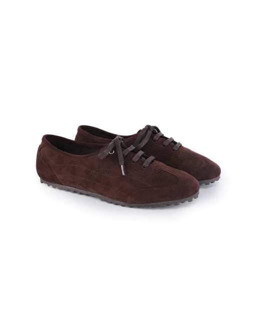 Off The Hook Luna suede casual lace-up trainers in dark brown, 2 of 4