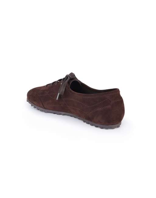 Off The Hook Luna suede casual lace-up trainers in dark brown, 3 of 4