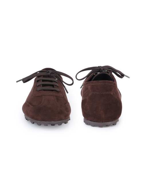 Off The Hook Luna suede casual lace-up trainers in dark brown, 4 of 4