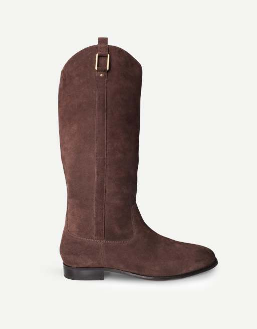 Off The Hook Marie suede knee high riding boots in brown suede, 2 of 6