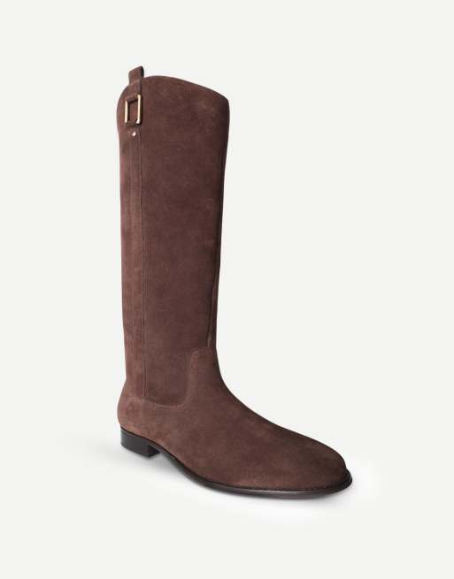 Off The Hook Marie suede knee high riding boots in brown suede, 3 of 6