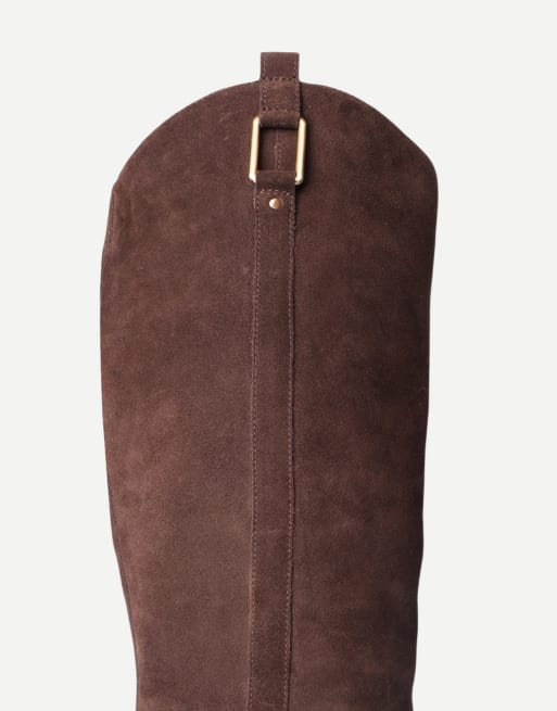 Off The Hook Marie suede knee high riding boots in brown suede, 5 of 6