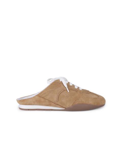 Off The Hook Marlene suede lace-up backless sneaker mules in cuoio - view 1
