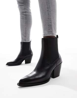 Off The Hook - Marlow - Western-Stiefeletten aus schwarzem Leder