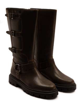  Mauley leather knee-high biker boots 